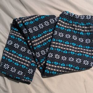 Source Unknown Black and Blue Patterned Leggings